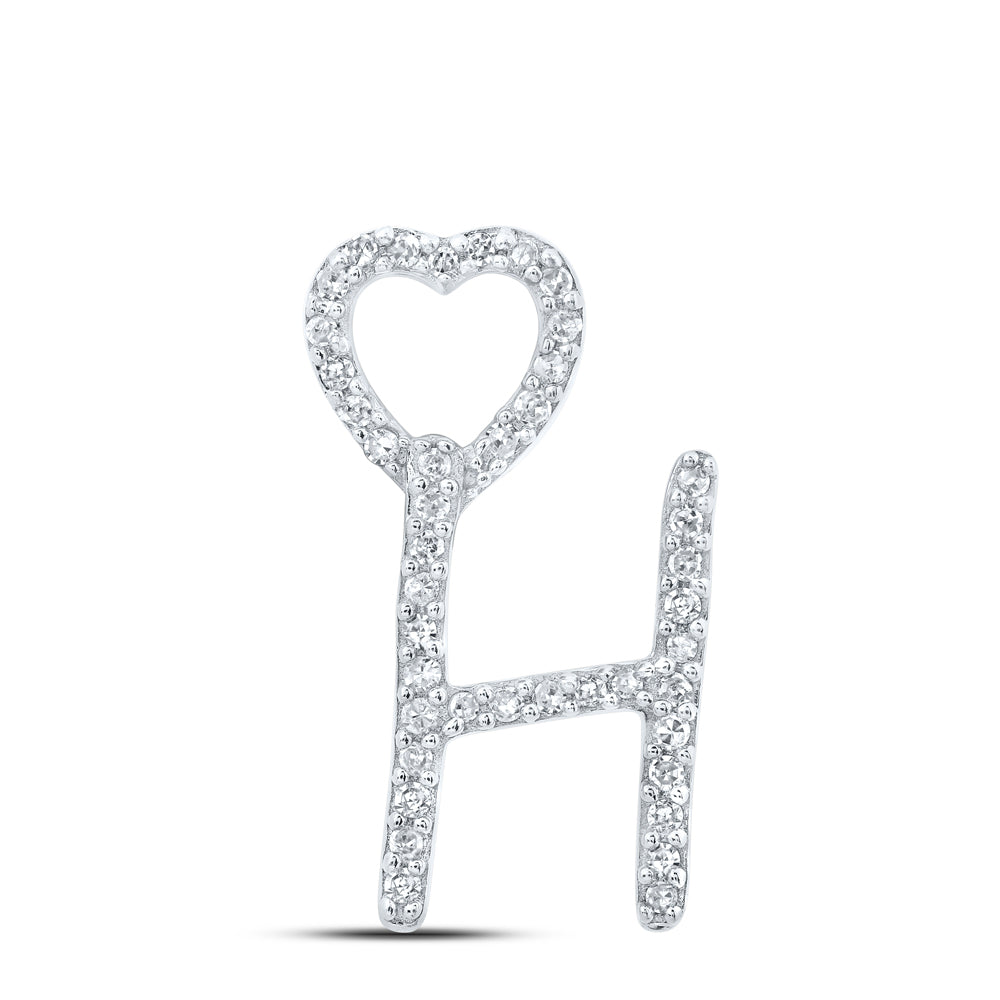 1/8CTW-DIA P1P2 GIFT HEART INITIAL "H" PENDANT