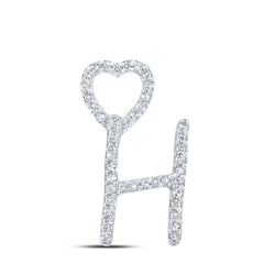 1/8CTW-DIA P1P2 GIFT HEART INITIAL "H" PENDANT