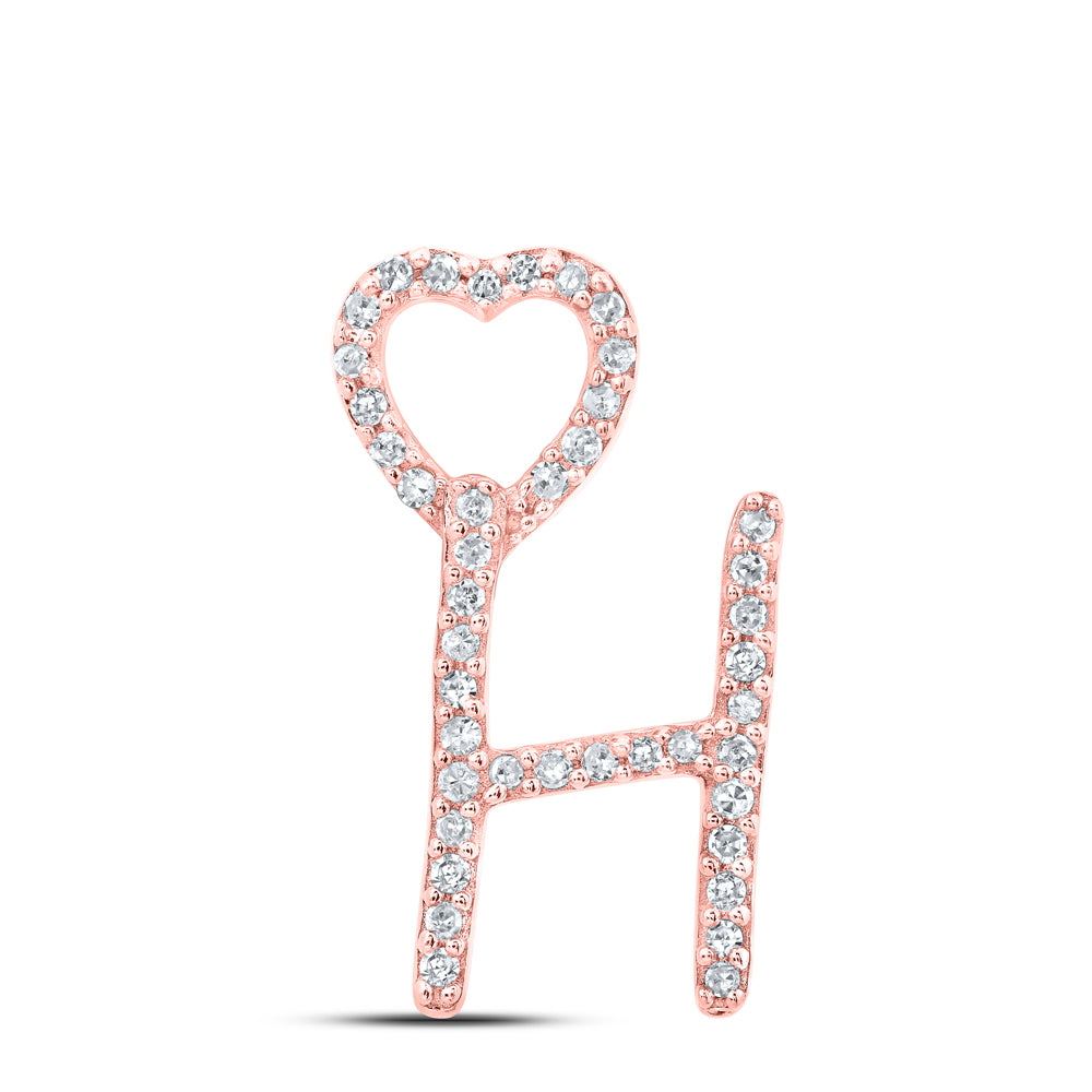 1/8CTW-DIA P1P2 GIFT HEART INITIAL "H" PENDANT