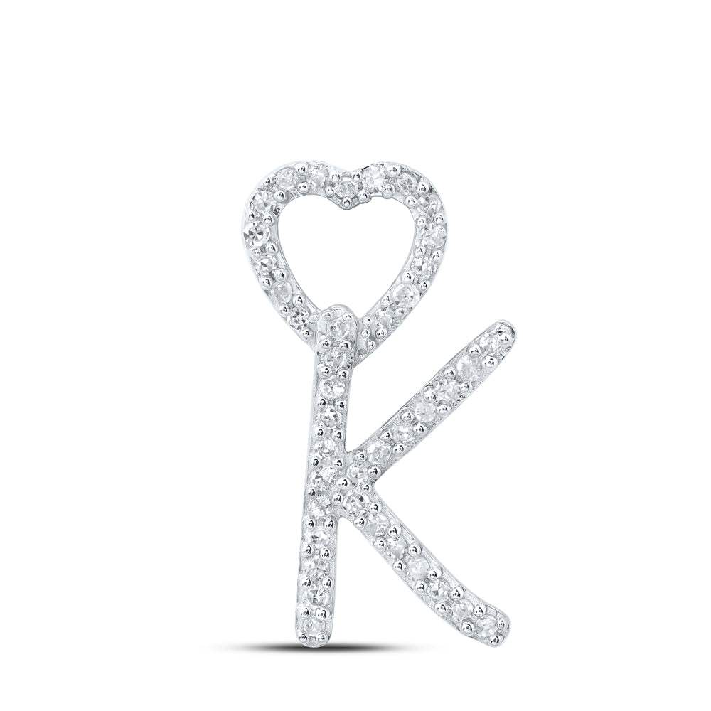1/8CTW-DIA P1P2 GIFT HEART INITIAL "K" PENDANT