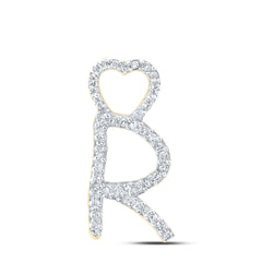 1/8CTW-DIA P1P2 GIFT HEART INITIAL "R" PENDANT