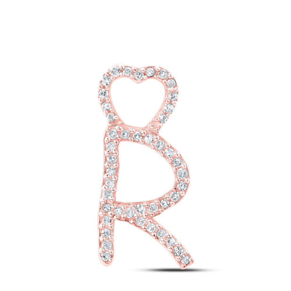 1/8CTW-DIA P1P2 GIFT HEART INITIAL "R" PENDANT