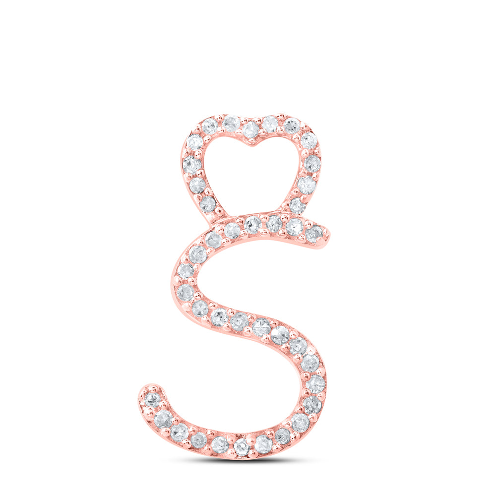 1/8CTW-DIA P1P2 GIFT HEART INITIAL "S" PENDANT