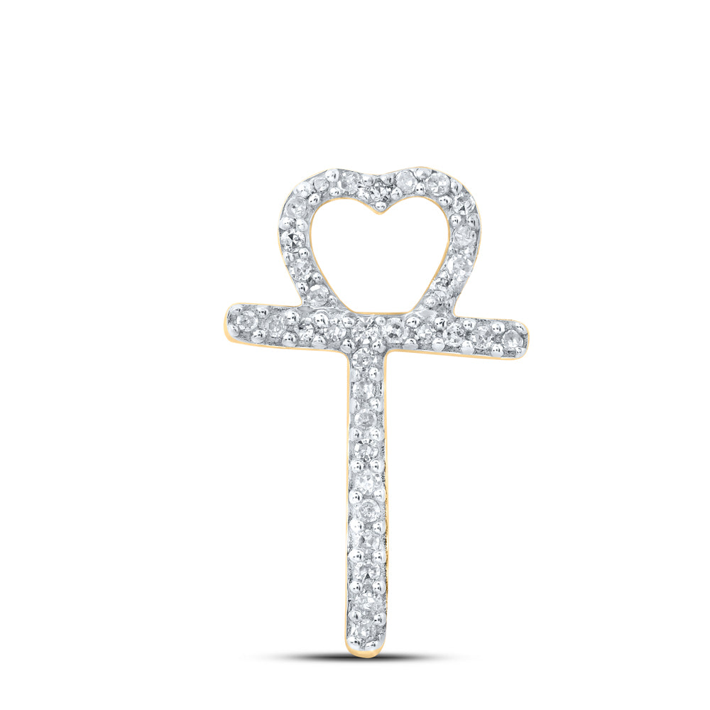 1/10CTW-DIA P1P2 GIFT HEART INITIAL "T" PENDANT