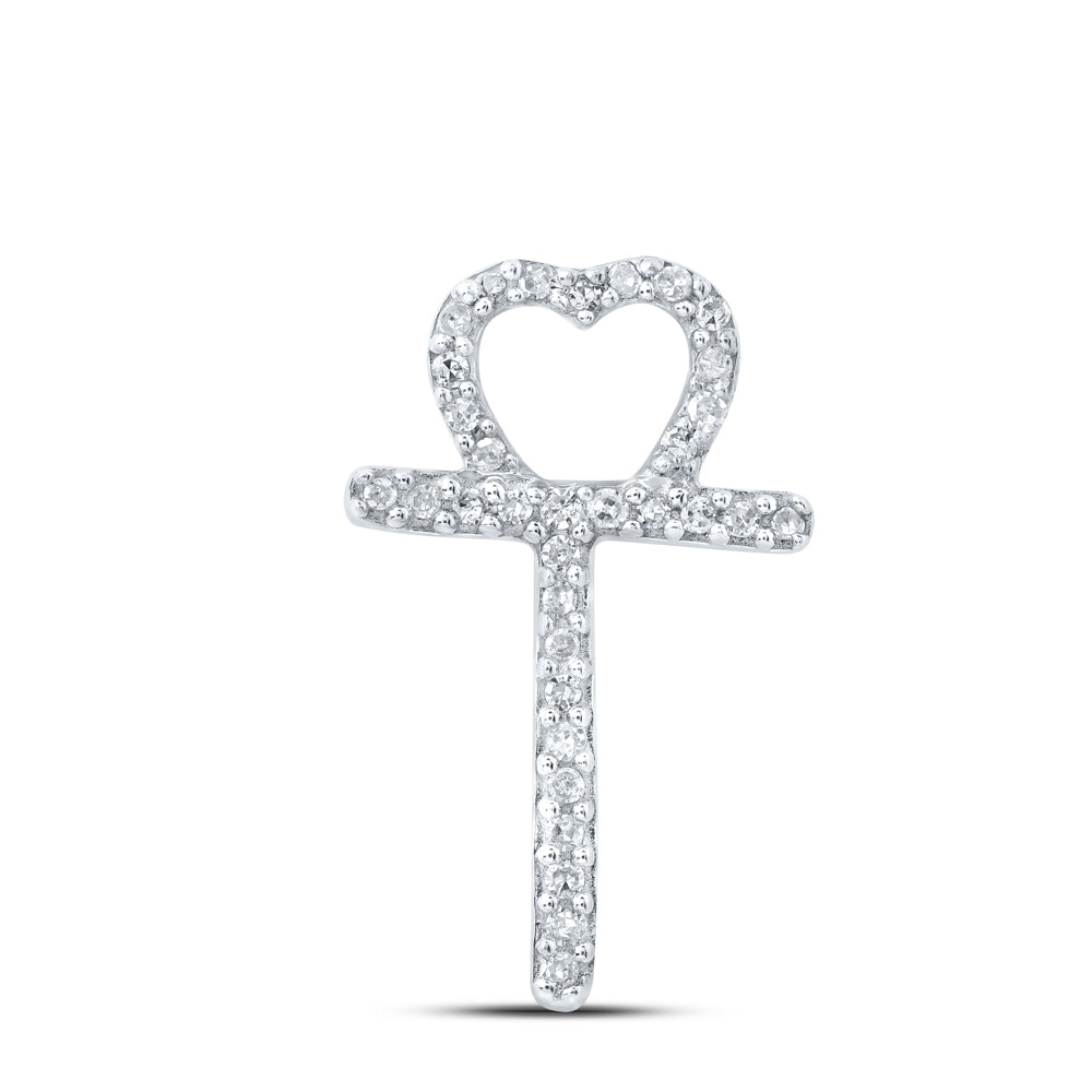 1/10CTW-DIA P1P2 GIFT HEART INITIAL "T" PENDANT