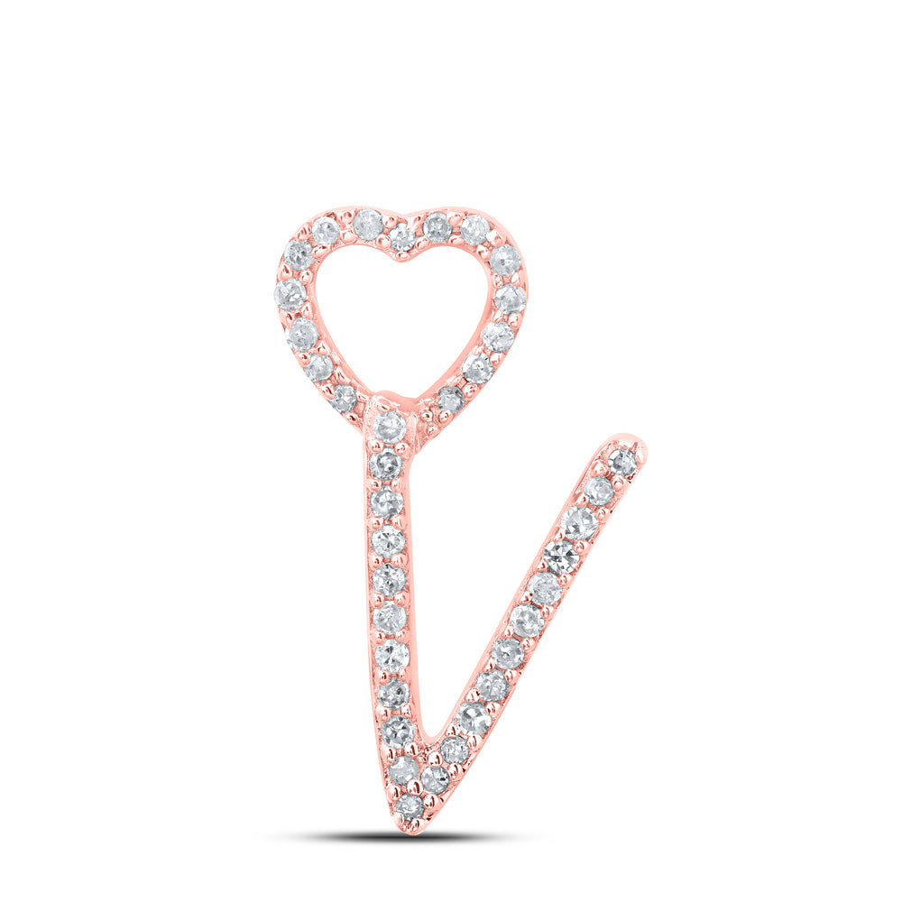 1/10CTW-DIA P1P2 GIFT HEART INITIAL "V" PENDANT
