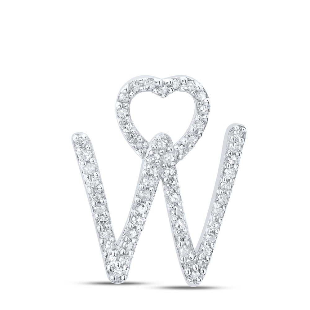 1/6CTW-DIA P1P2 GIFT HEART INITIAL "W" PENDANT