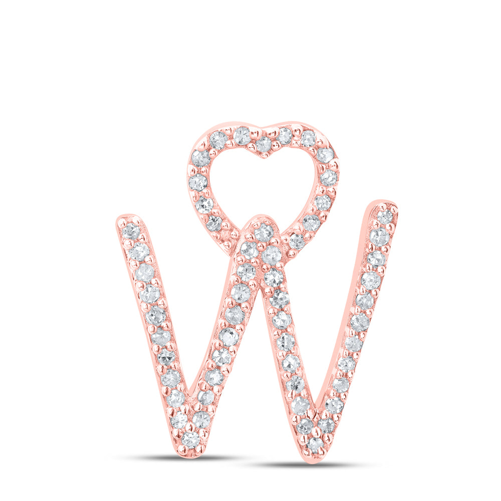 1/6CTW-DIA P1P2 GIFT HEART INITIAL "W" PENDANT