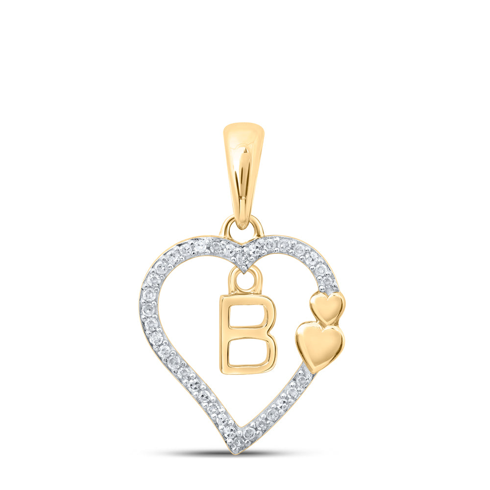 1/10CTW-DIA P1P2 GIFT HEART INITIAL "B" PENDANT