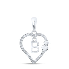 1/10CTW-DIA P1P2 GIFT HEART INITIAL "B" PENDANT