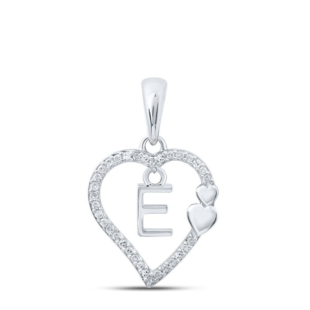 1/10CTW-DIA P1P2 GIFT HEART INITIAL "E" PENDANT