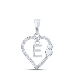 1/10CTW-DIA P1P2 GIFT HEART INITIAL "E" PENDANT