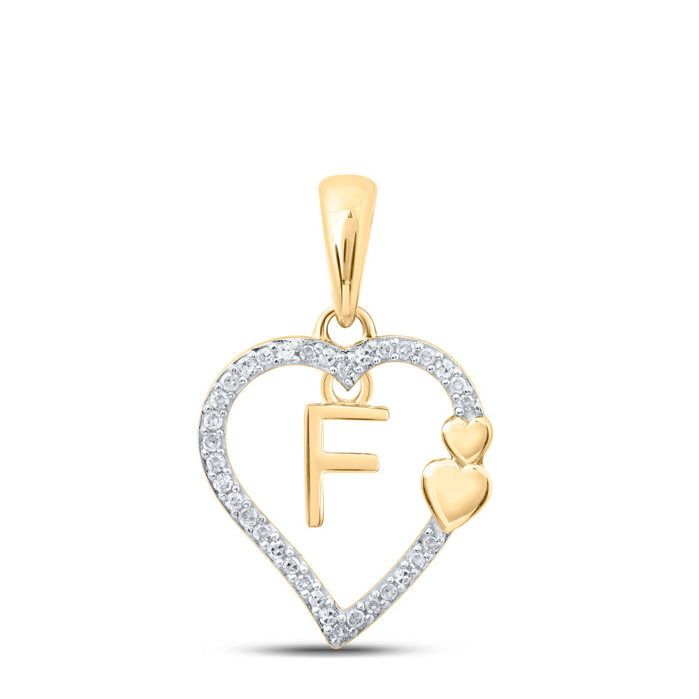 1/10CTW-DIA P1P2 GIFT HEART INITIAL "F" PENDANT