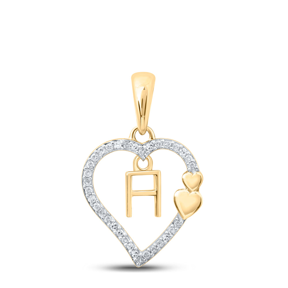 1/10CTW-DIA P1P2 GIFT HEART INITIAL "H" PENDANT