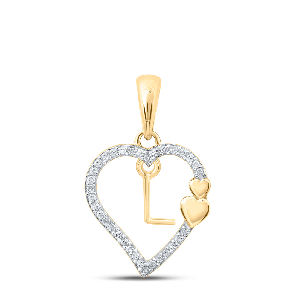 1/10CTW-DIA P1P2 GIFT HEART INITIAL "L" PENDANT