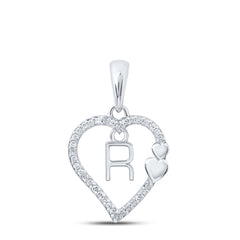 1/10CTW-DIA P1P2 GIFT HEART INITIAL "R" PENDANT