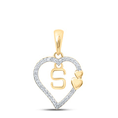 1/10CTW-DIA P1P2 GIFT HEART INITIAL "S" PENDANT