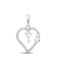 1/10CTW-DIA P1P2 GIFT HEART INITIAL "Y" PENDANT