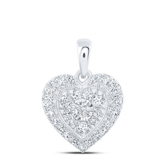 10K White Gold 1/4 CTW-Natural Diamond Heart Pendant 1.18 Gram