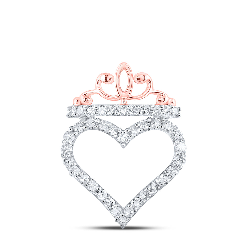 1/4CTW-DIA NK CROWN HEAD HEART PENDANT
