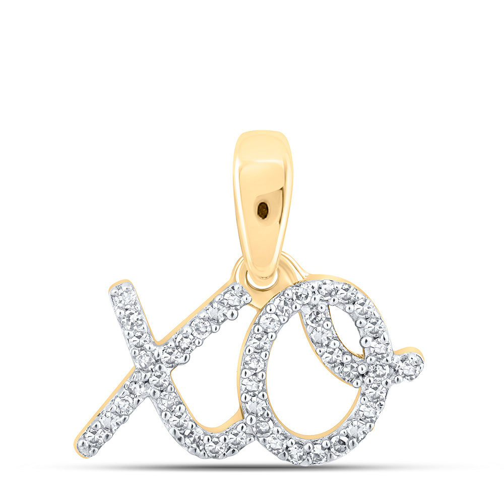 10K Yellow Gold 1/10 CTW-Natural Diamond Gift "Xo" Pendant 0.85 Gram