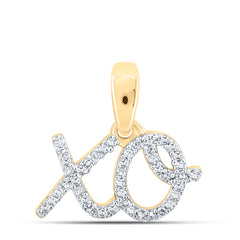 10K Yellow Gold 1/10 CTW-Natural Diamond Gift "Xo" Pendant 0.85 Gram