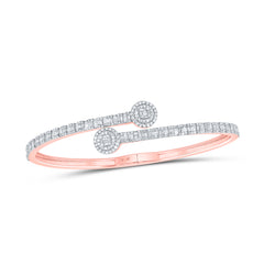 10K Rose Gold 1 3/4 CTW-Natural Diamond (17.20MM) Round Cuff Bangle 10.82 Gram