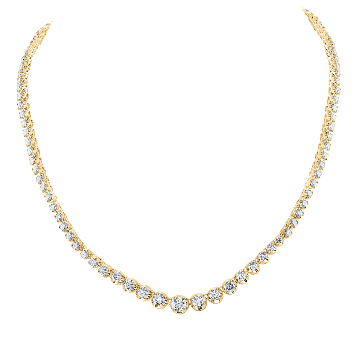 14K Yellow Gold 7 7/8 CTW-Natural Diamond Tennis Necklace (18 Inch ) 22.16 Gram