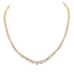 14K Yellow Gold 7 7/8 CTW-Natural Diamond Tennis Necklace (18 Inch ) 22.16 Gram