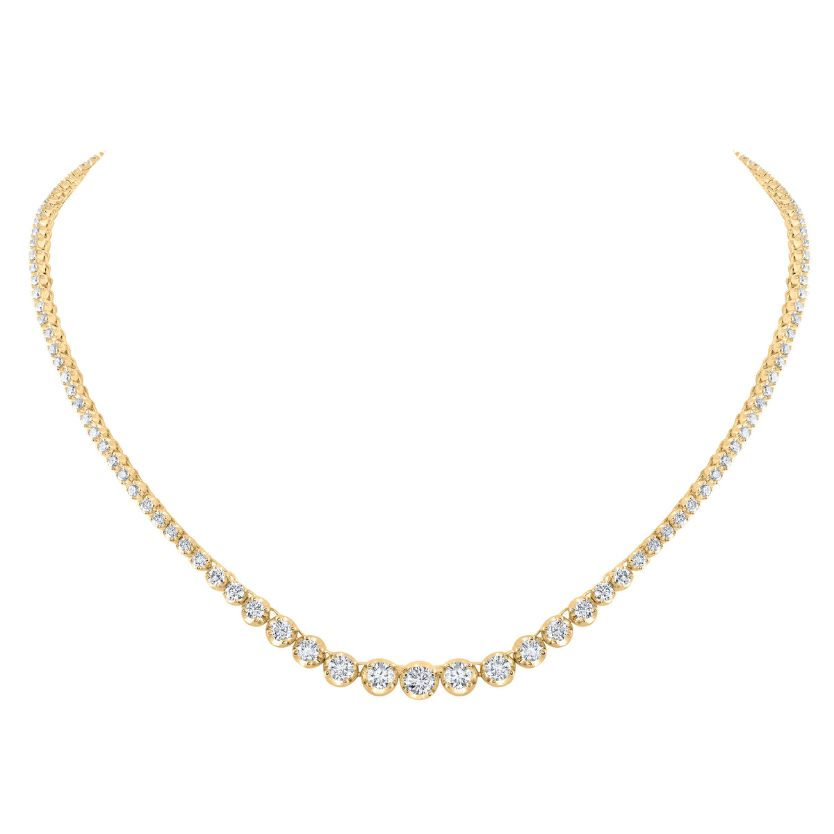 14K Yellow Gold 5 3/4 CTW-Natural Diamond Tennis Necklace (18 Inch ) 20.64 Gram