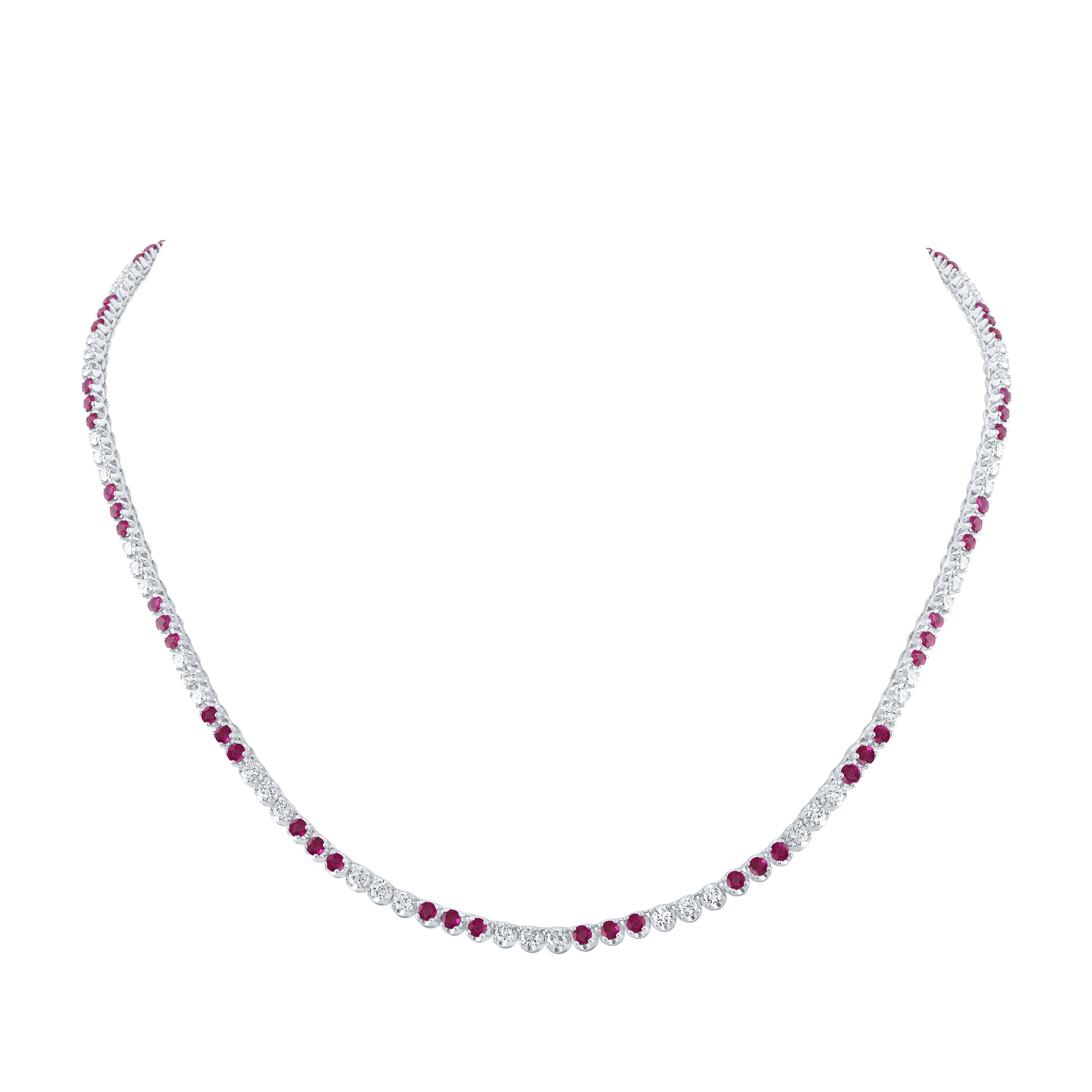 2 1/4CTW-DIA NK 3 1/2CTW-RUBYNATURALGEMTENNISNECKLACE (18 INCH)