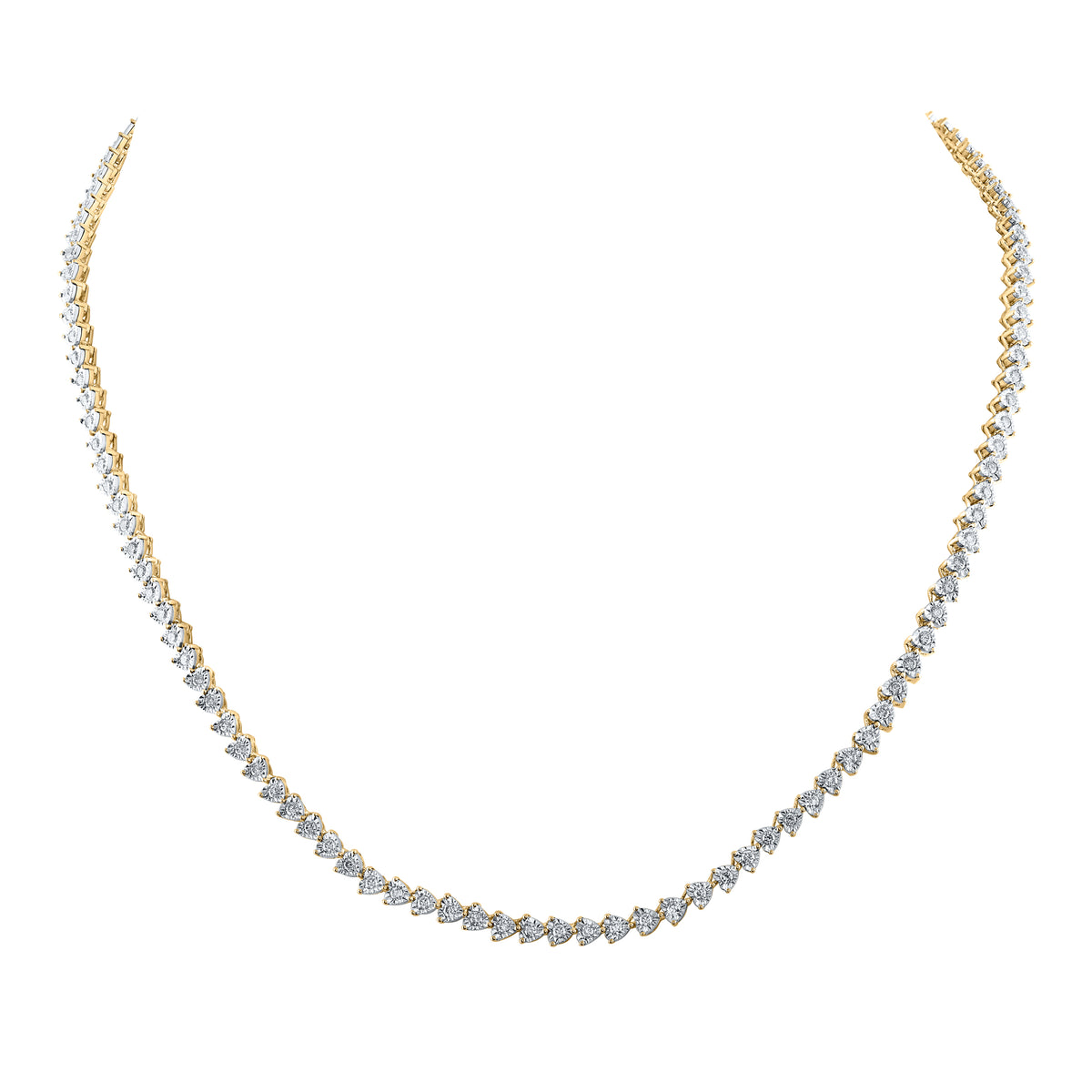 10K Yellow Gold 2 1/4 CTW-Natural Diamond 3 Prong Heart Fanuk Chain (18 Inch ) 17.04 Gram