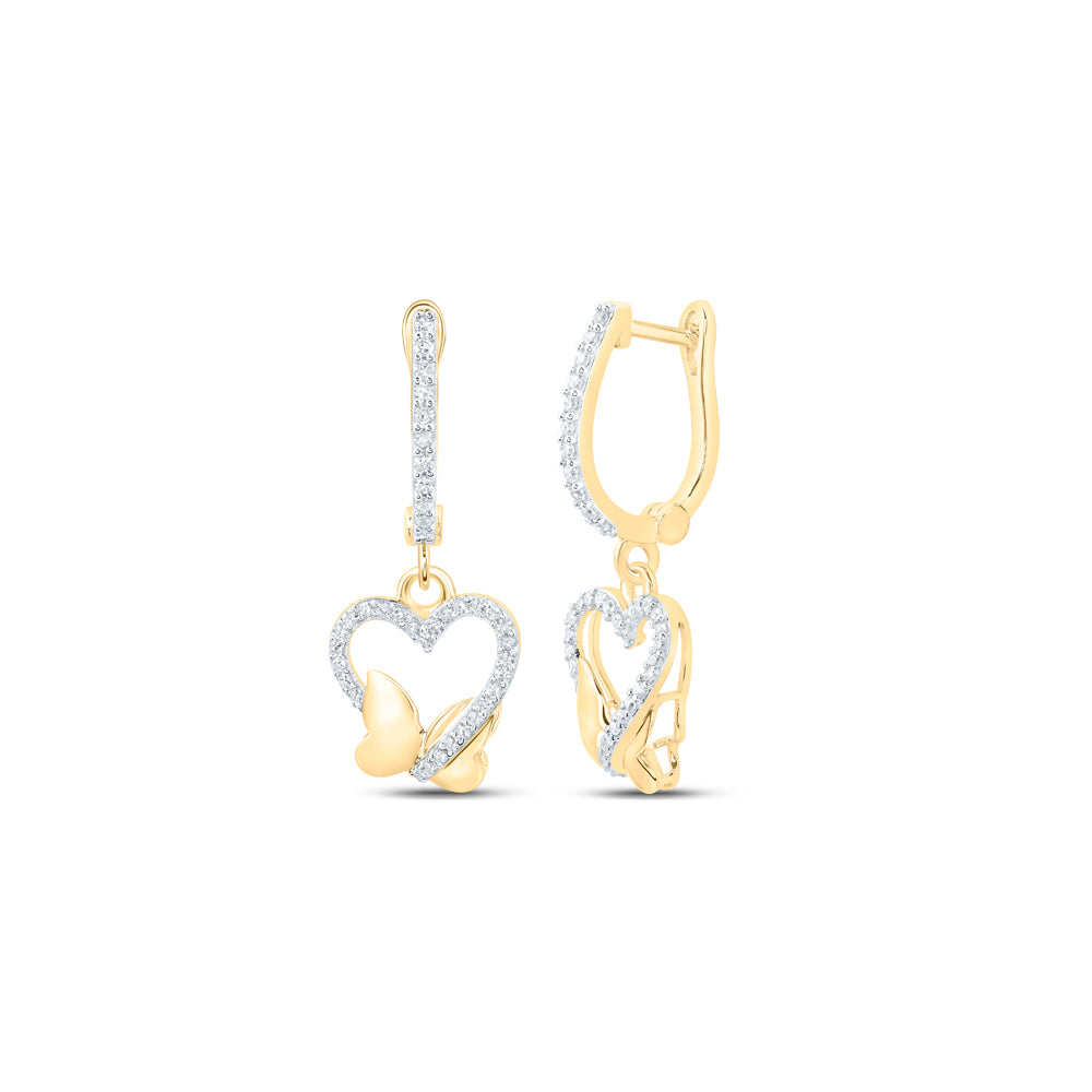 1/4CTW-DIA CN HEART BUTTERFLY EARRING