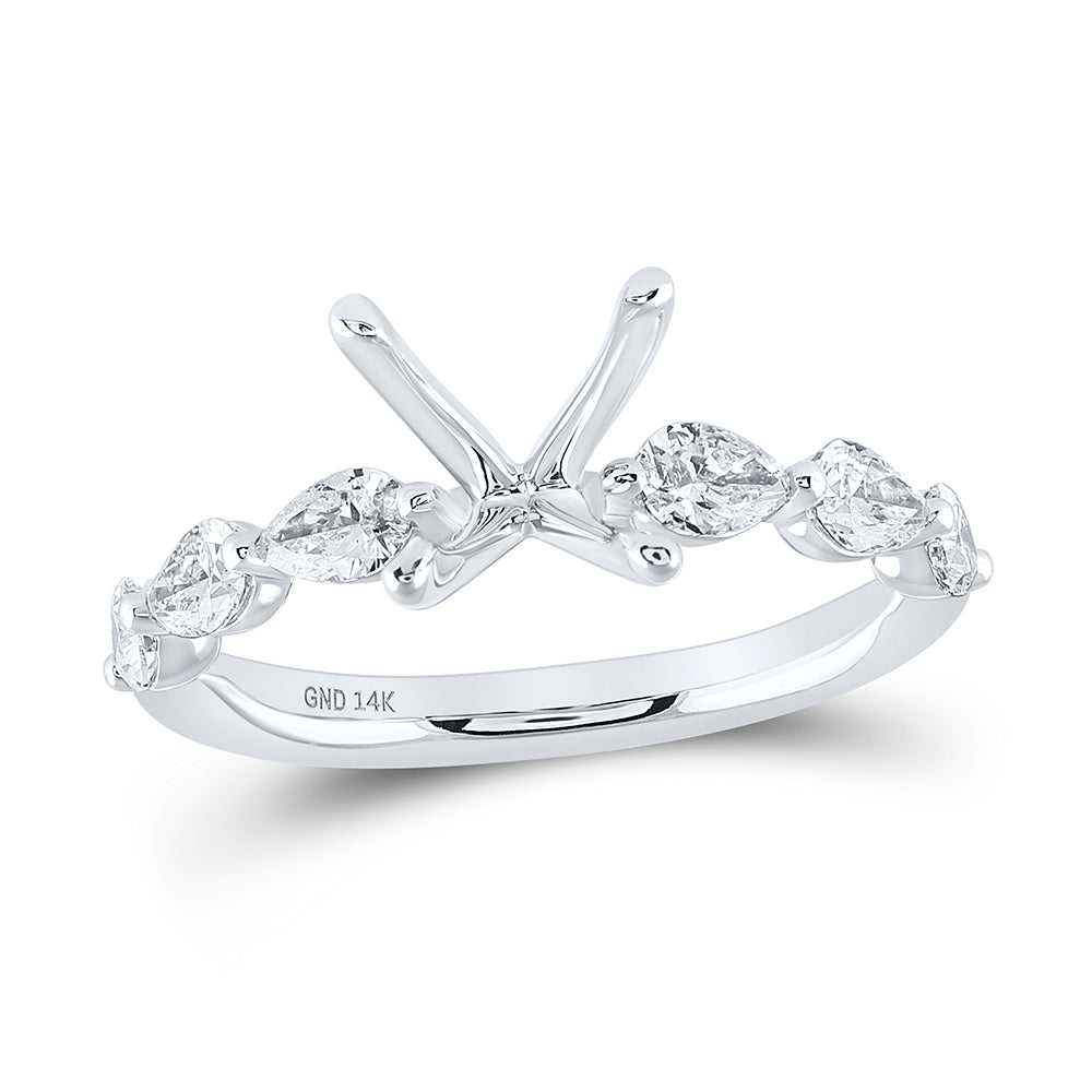 14K White Gold 7/8 CTW-Natural Diamond Anam2 Ct-Crdsemi-Mount Bridal Singl Ehalo Ring 3.06 Gram