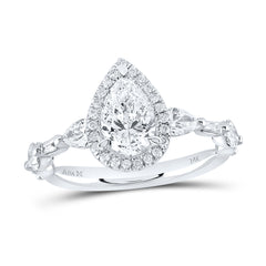 1 7/8CTW-DIA ANA M 1CT-CPEAR SINGLE HALO  ENGAGEMENT RING