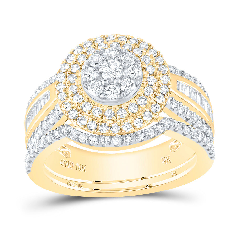 10K Yellow Gold 1 1/4 CTW-Natural Diamond Bridal Set 6.2 Gram