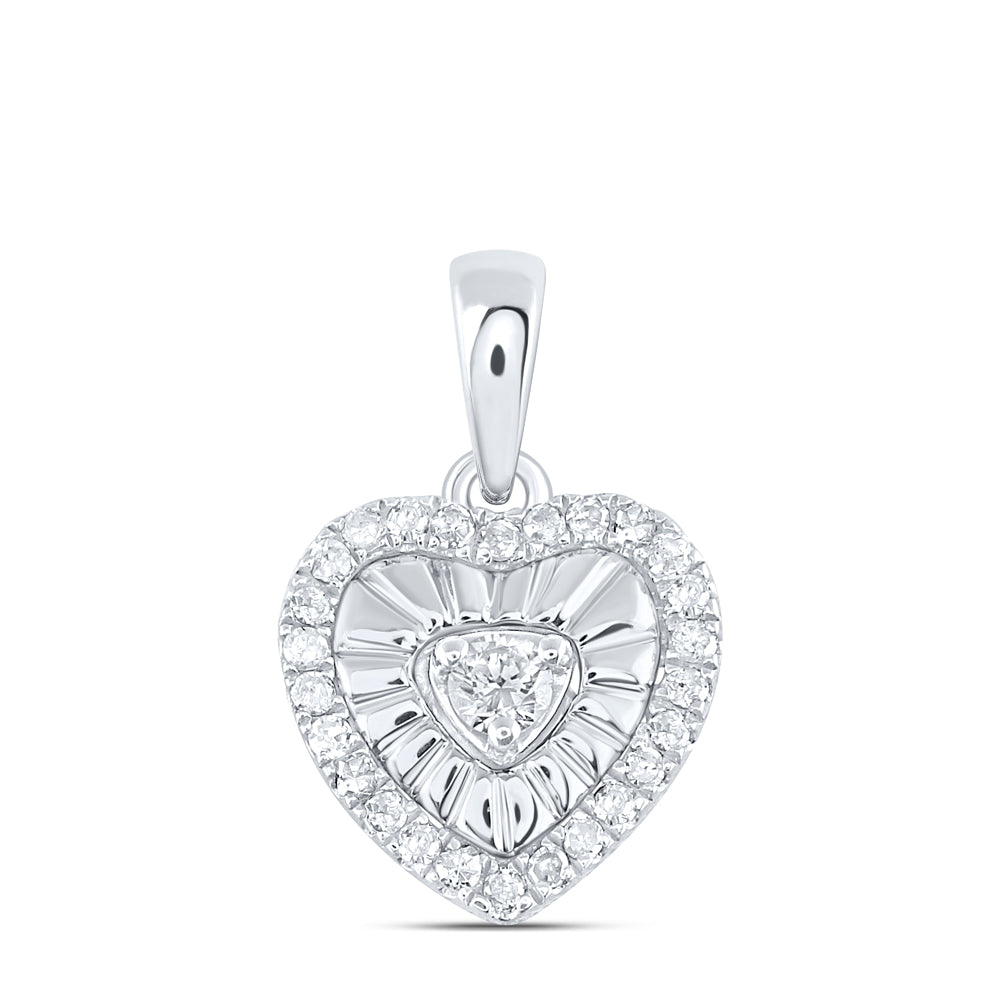 Sterling Silver 1/8 CTW-Natural Diamond Gift Heart Pendant 1.03 Gram