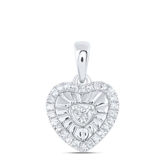 Sterling Silver 1/8 CTW-Natural Diamond Gift Heart Pendant 1.03 Gram