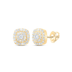10K Yellow Gold 1/2 CTW-Natural Diamond Cushion Earring 1.6 Gram