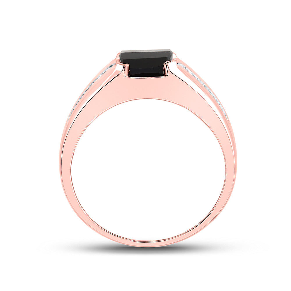 1/20 CTW-DIA NK 9X7MM ONYX BLACK MENS RING