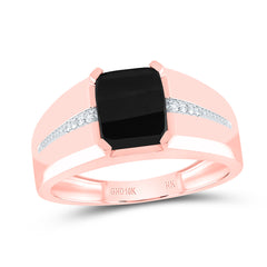 1/20 CTW-DIA NK 9X7MM ONYX BLACK MENS RING