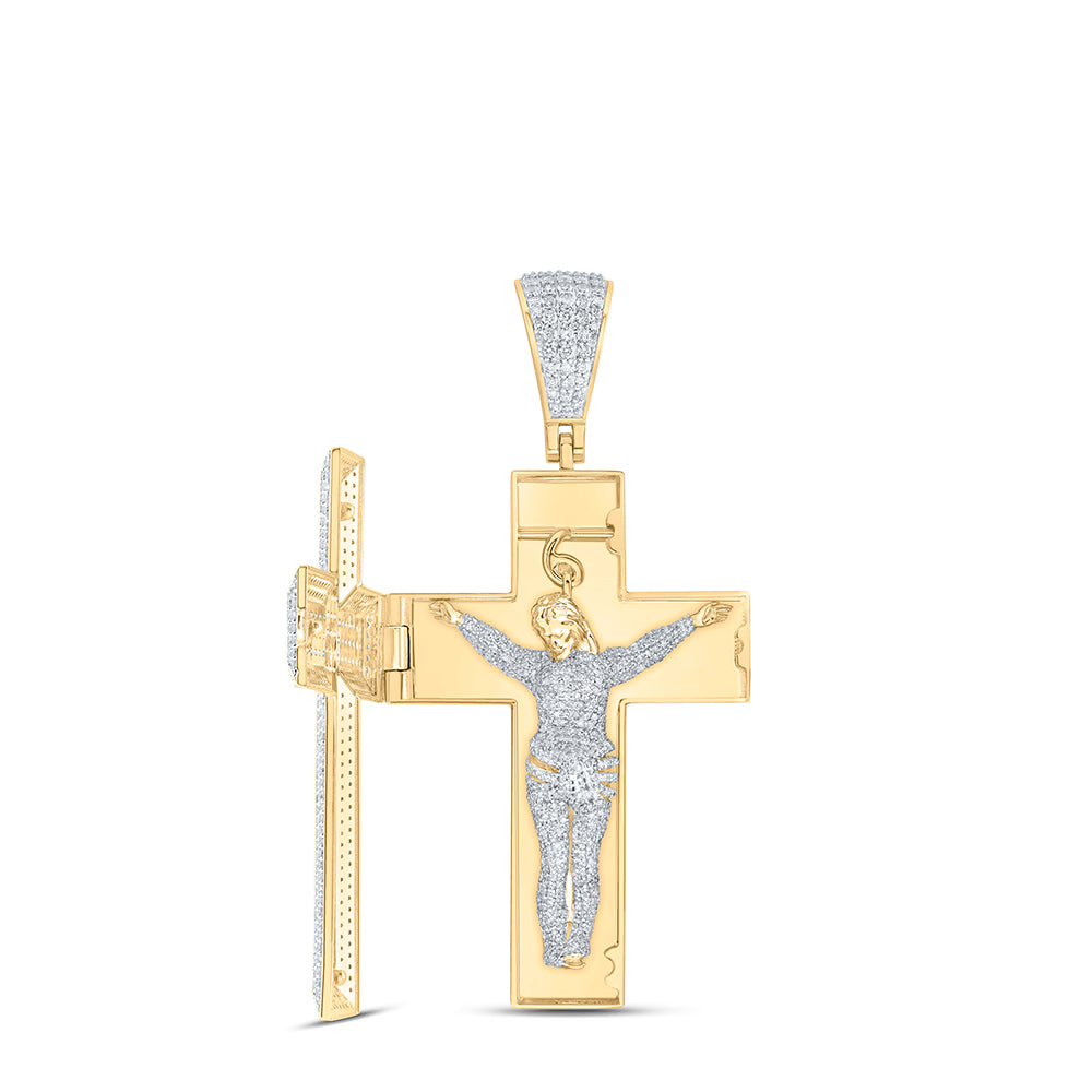 7 5/8CTW-DIA NK CRUCIFIX JESUS CROSS MENS CHARM