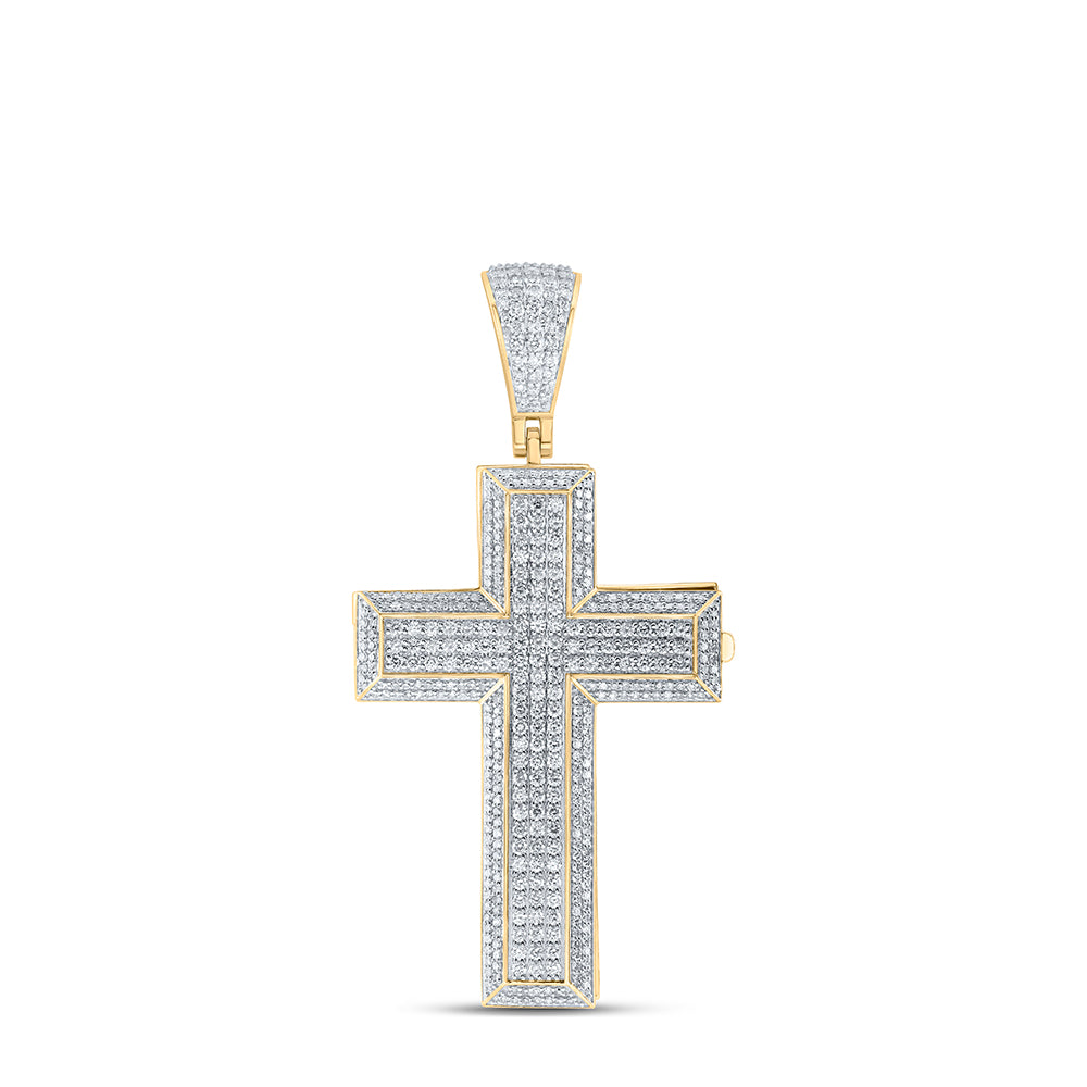 7 5/8CTW-DIA NK CRUCIFIX JESUS CROSS MENS CHARM