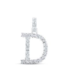 10K White Gold 1/8 CTW-Natural Diamond Initial "D" Pendant 2.3 Gram