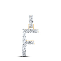 10K Yellow Gold 1/12 CTW-Natural Diamond Initial "F" Pendant 1.95 Gram
