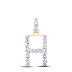10K Yellow Gold 1/10 CTW-Natural Diamond Initial "H" Pendant 1.69 Gram