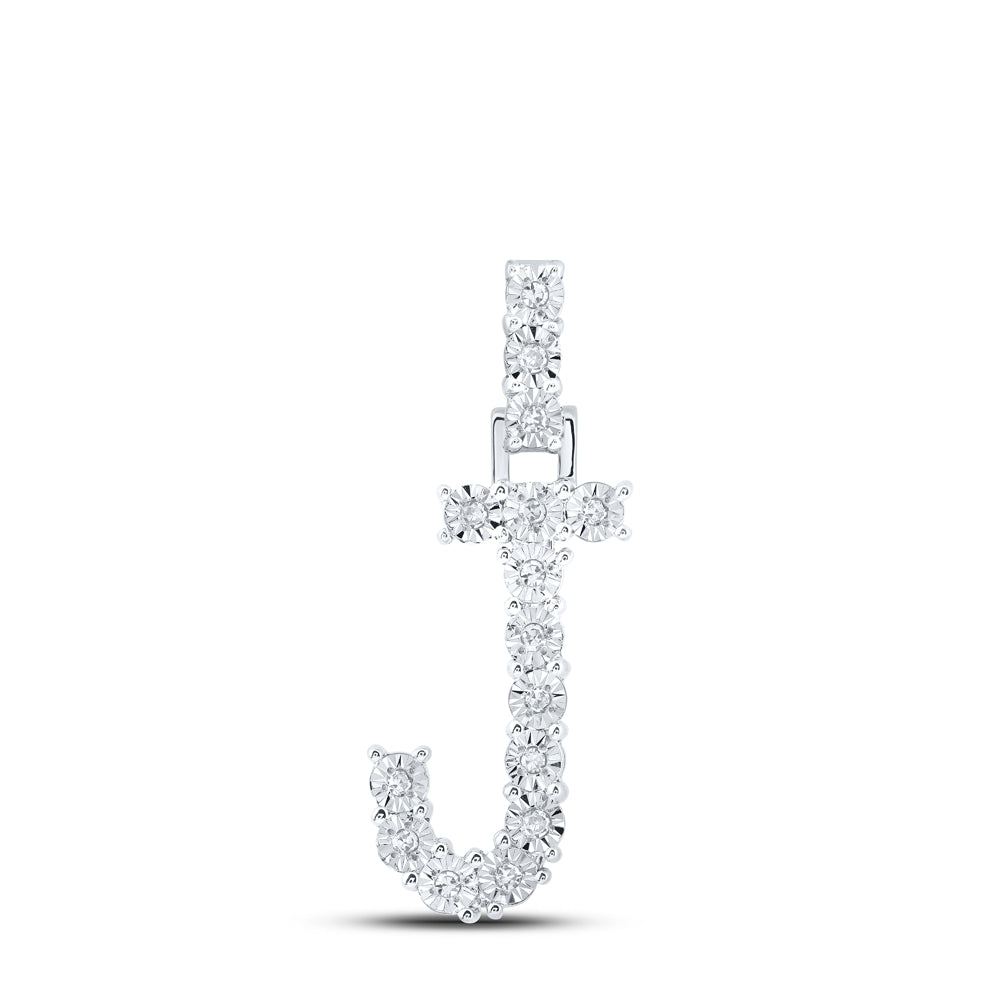 1/12CTW-DIA NK INITIAL "J" PENDANT
