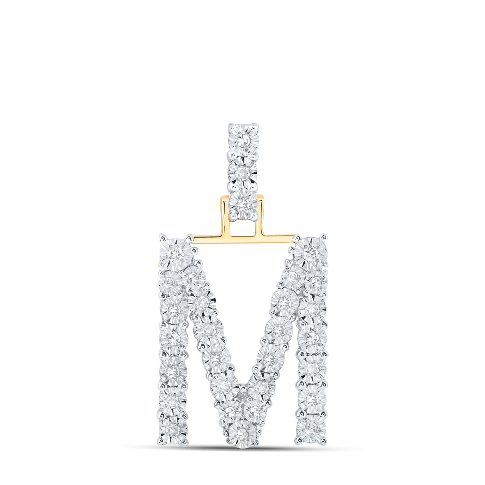 1/6CTW-DIA NK INITIAL "M" PENDANT