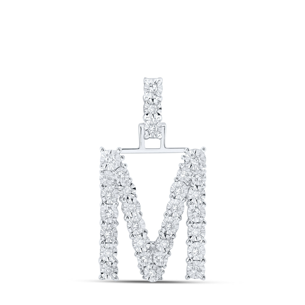 1/6CTW-DIA NK INITIAL "M" PENDANT