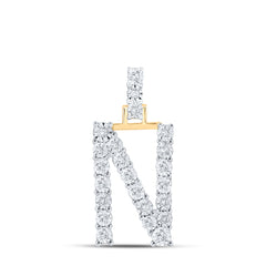10K Yellow Gold 1/8 CTW-Natural Diamond Initial "N" Pendant 2.06 Gram